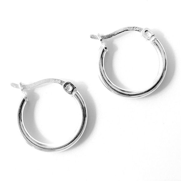 Hoop Earrings Sterling Silver Anti Tarnish Finish - Picture 2 of 3